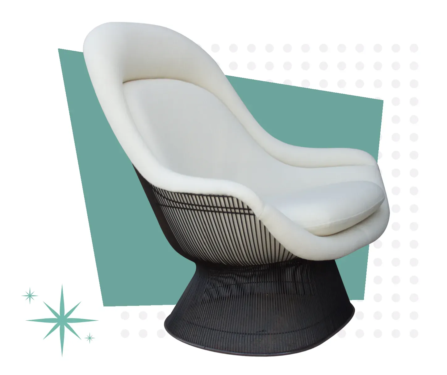 Knoll Studio Warren Platner Easy chair fully restored with white fabric and powder-coated base